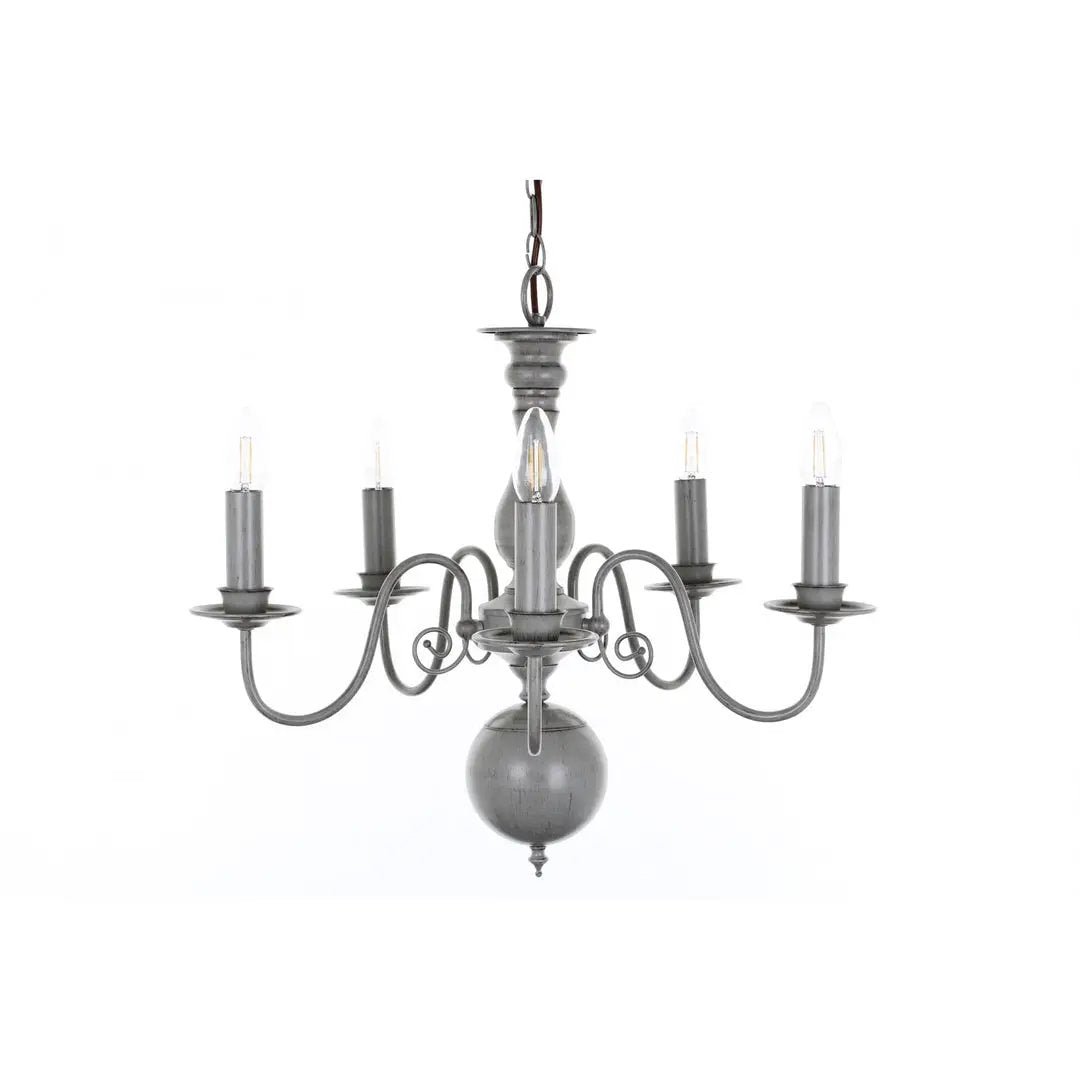 impex Impex Lighting PG05579/05/GRY Bologna Flemish 5 Light Chandelier Grey - impex Impex Lighting PG05579/05/GRY Bologna Flemish 5 Light Chandelier Grey