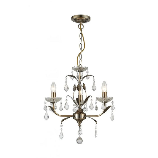 impex Impex Lighting CF1706/03/AB Evon 3 Light Chandelier Antique Brass - impex Impex Lighting CF1706/03/AB Evon 3 Light Chandelier Antique Brass
