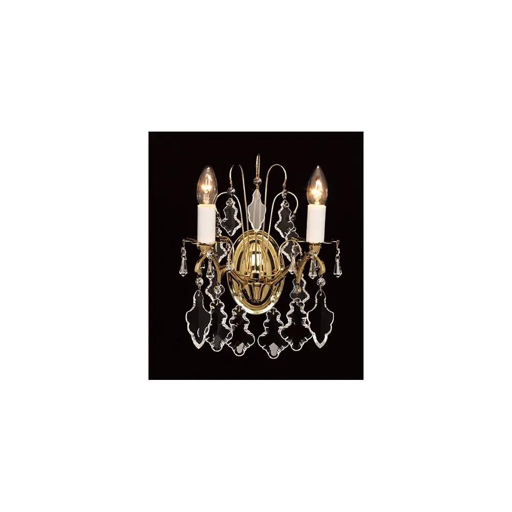 impex Impex Lighting CP06003/02/WB/PB Louvre 2 Light Wall Light Polished Brass Crystal - impex Impex Lighting CP06003/02/WB/PB Louvre 2 Light Wall Light Polished Brass Crystal