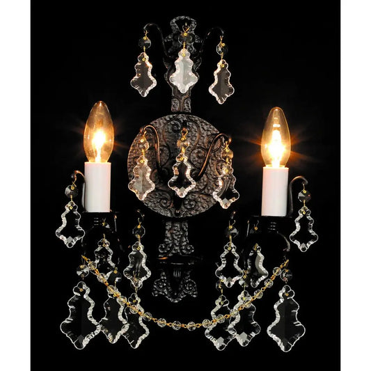 impex Impex Lighting CP00669/02/WB/ABR Montmartre 2 Light Wall Light Lead Crystal Antique Bronze - impex Impex Lighting CP00669/02/WB/ABR Montmartre 2 Light Wall Light Lead Crystal Antique Bronze