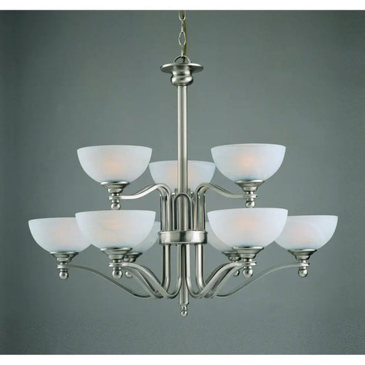 impex Impex Lighting PG00532/3+6 Texas 9 Light Pendant Satin Nickel White Alabaster - impex Impex Lighting PG00532/3+6 Texas 9 Light Pendant Satin Nickel White Alabaster