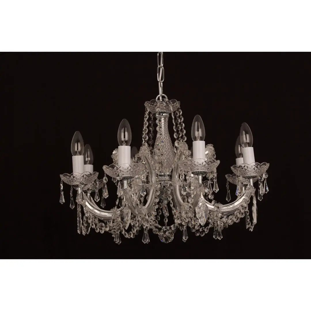 impex Impex Lighting CP00150/08/CH Marie Theresa 8 Light Chandelier Glass Arm Chrome - impex Impex Lighting CP00150/08/CH Marie Theresa 8 Light Chandelier Glass Arm Chrome