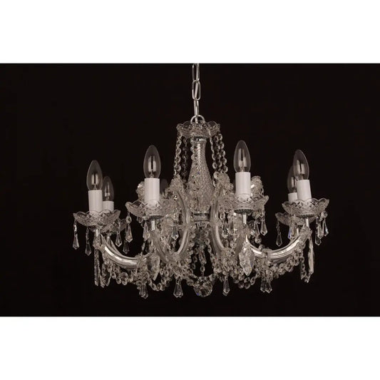 impex Impex Lighting CP00150/08/CH Marie Theresa 8 Light Chandelier Glass Arm Chrome - impex Impex Lighting CP00150/08/CH Marie Theresa 8 Light Chandelier Glass Arm Chrome