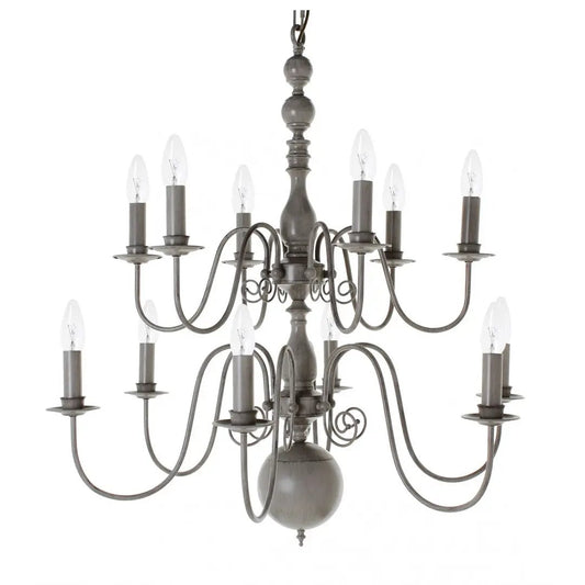 impex Impex Lighting PG05579/12/GRY Bologna Flemish (6+6) 12 Light Chandelier Grey - impex Impex Lighting PG05579/12/GRY Bologna Flemish (6+6) 12 Light Chandelier Grey