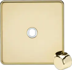 ML Polished Brass 1G Dimmer Plate with Matching Metal Dimmer Cap - Polished Brass - ML Polished Brass 1G Dimmer Plate with Matching Metal Dimmer Cap - Polished Brass