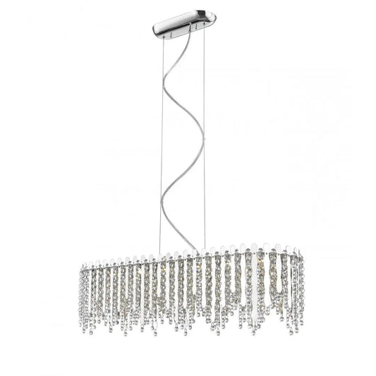 impex Impex LED2105/06/OBL/CH Belize 6 Light LED Oblong Pendant Chrome Crystal - impex Impex LED2105/06/OBL/CH Belize 6 Light LED Oblong Pendant Chrome Crystal
