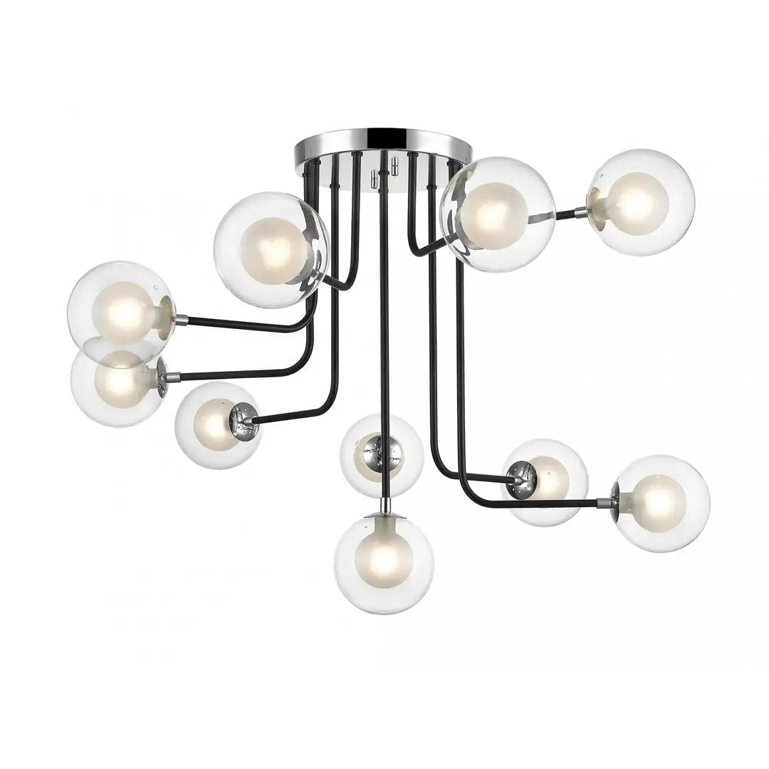 impex Impex PGH1806/10/CH/MBLK Remy 136 Light Ceiling Light Chrome Black - impex Impex PGH1806/10/CH/MBLK Remy 136 Light Ceiling Light Chrome Black
