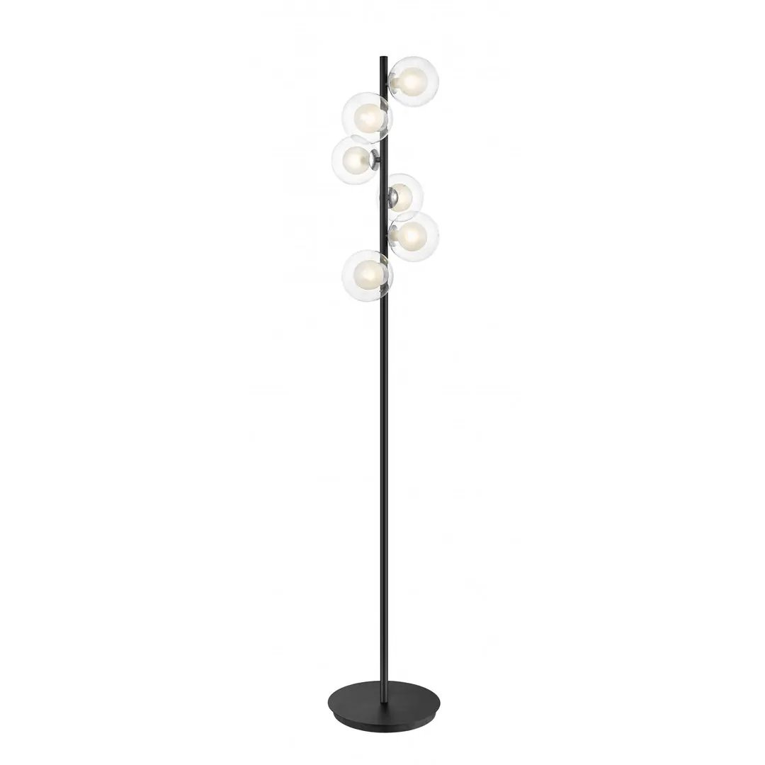 impex Impex PGH1806/FL/CH/MBLK Remy 6 Light Floor Lamp Chrome Black - impex Impex PGH1806/FL/CH/MBLK Remy 6 Light Floor Lamp Chrome Black