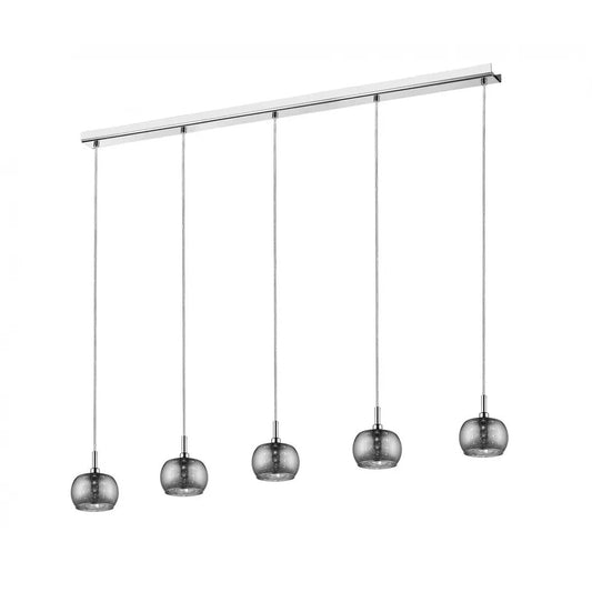 impex Impex CFH606091/05/BAR/CH Deni 5 Light Bar Pendant Chrome Crystal - impex Impex CFH606091/05/BAR/CH Deni 5 Light Bar Pendant Chrome Crystal