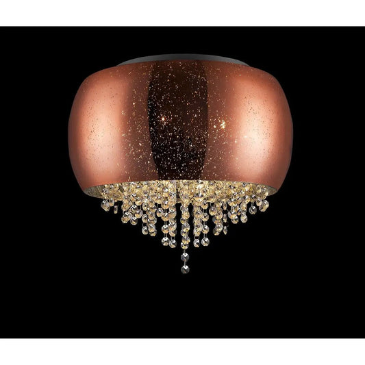 impex Impex PGH1802/03/PL/CU Luna 3 Light Flush Ceiling Light Copper Crystal - impex Impex PGH1802/03/PL/CU Luna 3 Light Flush Ceiling Light Copper Crystal