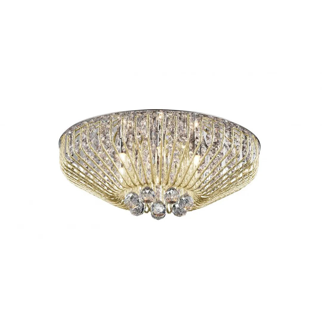 impex Impex CFH508052/06/PL/G | Carlo 6 Light Flush Ceiling | Gold Crystal - impex Impex CFH508052/06/PL/G | Carlo 6 Light Flush Ceiling | Gold Crystal