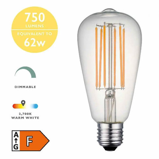 dar lighting Där Lighting Group BUL-E27-LED-15-I E27 Rustika 7w LED Single Bulb Warm White Dimmable - dar lighting Där Lighting Group BUL-E27-LED-15-I E27 Rustika 7w LED Single Bulb Warm White Dimmable