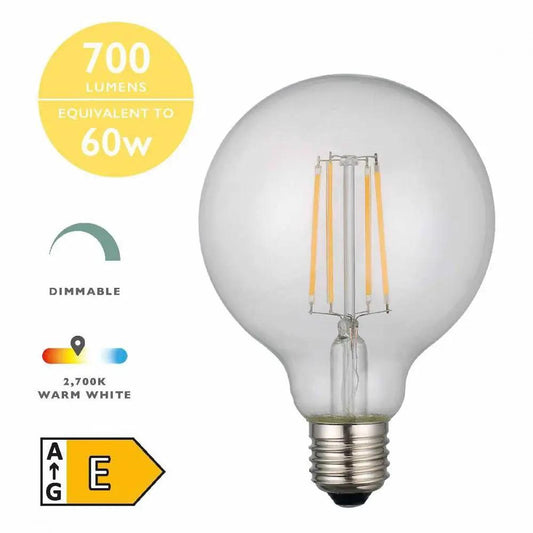 dar lighting Där Lighting Group BUL-E27-LED-19-I E27 Globe 6w LED Single Bulb Warm White Dimmable - dar lighting Där Lighting Group BUL-E27-LED-19-I E27 Globe 6w LED Single Bulb Warm White Dimmable