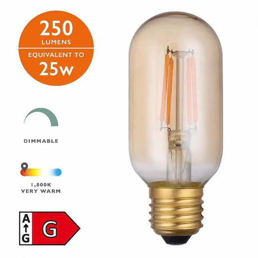 dar lighting Där Lighting Group, BUL-E27-LEDV-8-I E27 Vintage Valve 4w LED Single Bulb Very Warm Dimmable - dar lighting Där Lighting Group, BUL-E27-LEDV-8-I E27 Vintage Valve 4w LED Single Bulb Very Warm Dimmable