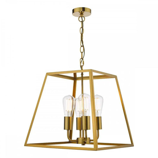 dar lighting Där Lighting Group, ACA8635 Academy 4 Light Lantern Natural Brass - dar lighting Där Lighting Group, ACA8635 Academy 4 Light Lantern Natural Brass