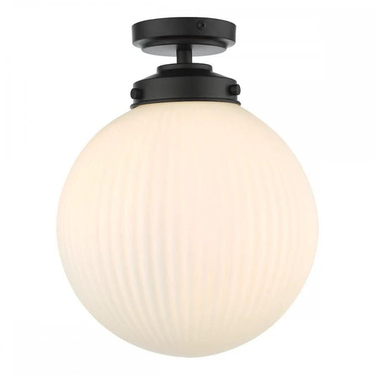 dar lighting Där Lighting Group ALR0122 Alrik 1 Light Bathroom Flush Matt Black Opal Glass IP44 - dar lighting Där Lighting Group ALR0122 Alrik 1 Light Bathroom Flush Matt Black Opal Glass IP44