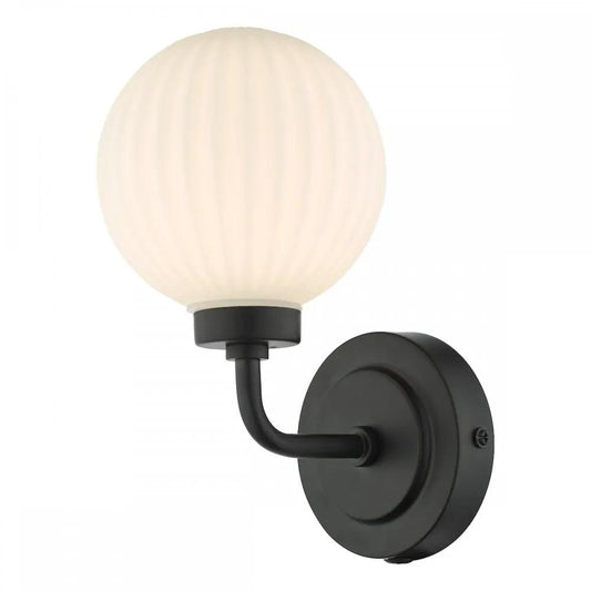 dar lighting Där Lighting Group, ALR0722 Alrik 1 Light Bathroom Wall Matt Black Opal Glass IP44 - dar lighting Där Lighting Group, ALR0722 Alrik 1 Light Bathroom Wall Matt Black Opal Glass IP44
