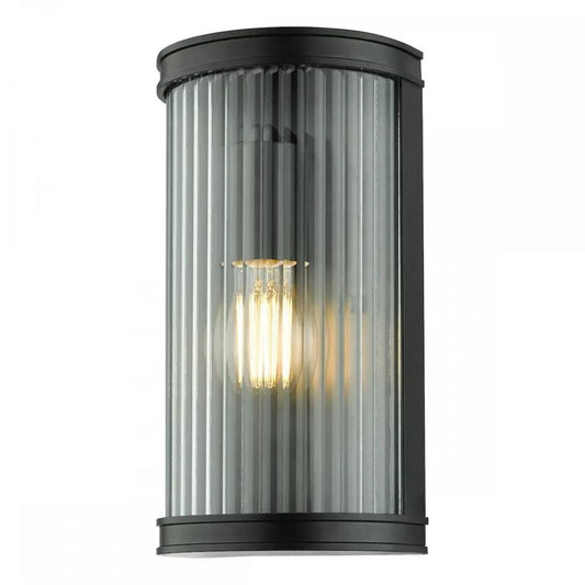 dar lighting Där Lighting Group, ANU0722 Anund 1 Light Bathroom Wall Matt Black Ribbed Glass IP44 - dar lighting Där Lighting Group, ANU0722 Anund 1 Light Bathroom Wall Matt Black Ribbed Glass IP44