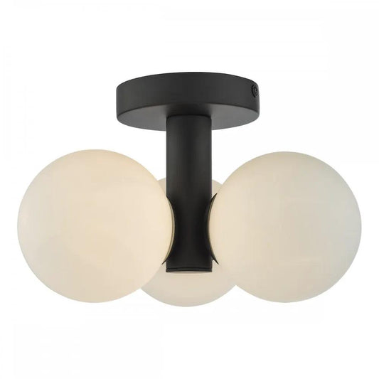 dar lighting Där Lighting Group, BLA5322 Blake 3 Light Semi Flush Matt Black Opal Glass - dar lighting Där Lighting Group, BLA5322 Blake 3 Light Semi Flush Matt Black Opal Glass