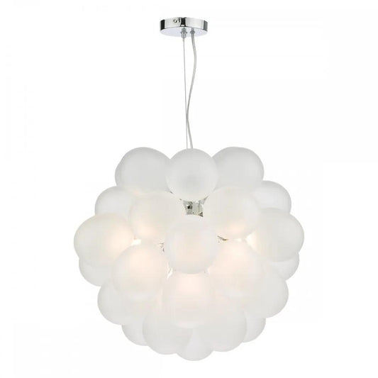 dar lighting Där Lighting Group, BUB0602 Bubbles 6 Light Pendant Polished Chrome Frosted Glass - dar lighting Där Lighting Group, BUB0602 Bubbles 6 Light Pendant Polished Chrome Frosted Glass