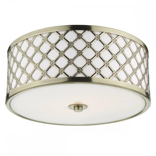 dar lighting Där Lighting Group, CIV5275 Civic Small 2 Light Flush Ceiling Light Antique Brass Frosted Glass - dar lighting Där Lighting Group, CIV5275 Civic Small 2 Light Flush Ceiling Light Antique Brass Frosted Glass