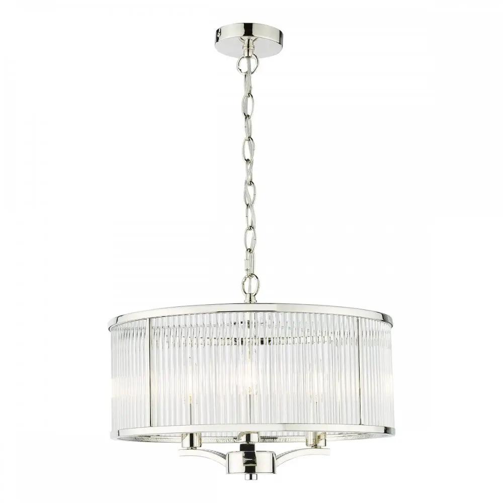 dar lighting Där Lighting Group, EVE0338 Eveyln 3 Light Pendant Polished Nickel Glass - dar lighting Där Lighting Group, EVE0338 Eveyln 3 Light Pendant Polished Nickel Glass