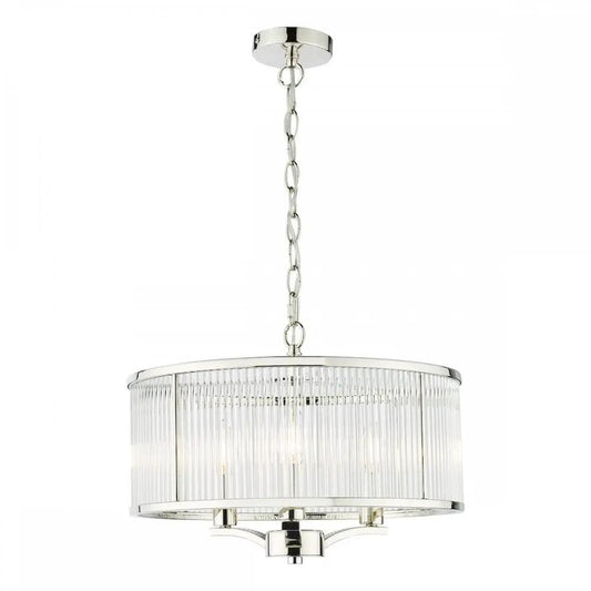 dar lighting Där Lighting Group, EVE0338 Eveyln 3 Light Pendant Polished Nickel Glass - dar lighting Där Lighting Group, EVE0338 Eveyln 3 Light Pendant Polished Nickel Glass