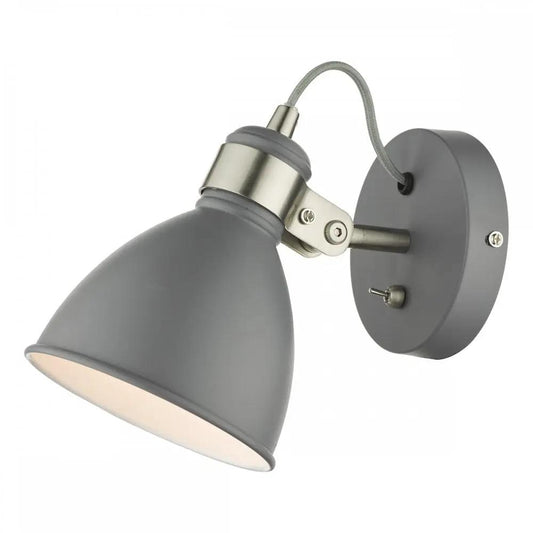 dar lighting Där Lighting Group, FRE0737 Frederick Single Wall Light Dark Grey Satin Chrome (S) - dar lighting Där Lighting Group, FRE0737 Frederick Single Wall Light Dark Grey Satin Chrome (S)