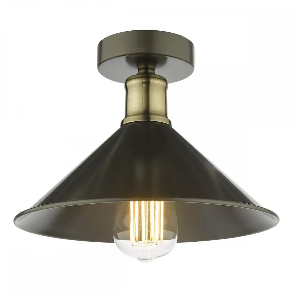 dar lighting Där Lighting Group, JAL0161 Jalen 1 Light Flush Graphite Antique Brass - dar lighting Där Lighting Group, JAL0161 Jalen 1 Light Flush Graphite Antique Brass