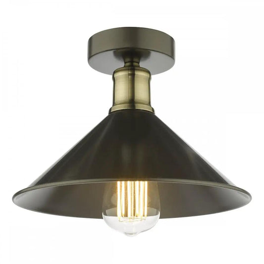 dar lighting Där Lighting Group, JAL0161 Jalen 1 Light Flush Graphite Antique Brass - dar lighting Där Lighting Group, JAL0161 Jalen 1 Light Flush Graphite Antique Brass