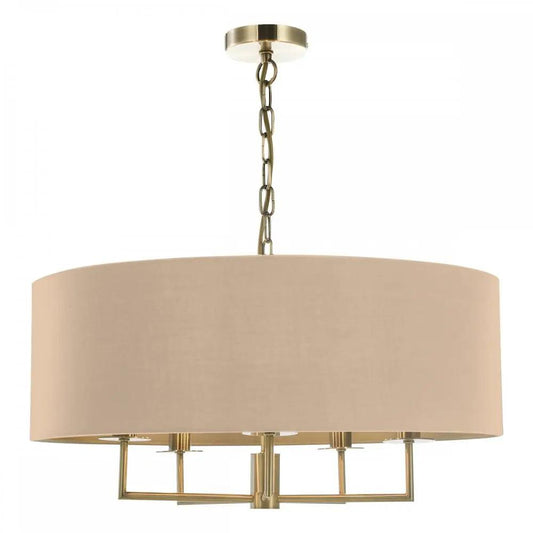 dar lighting Där Lighting Group, JAM0501 Jamelia 5 Light Shadelier Antique Brass Taupe Shade - dar lighting Där Lighting Group, JAM0501 Jamelia 5 Light Shadelier Antique Brass Taupe Shade