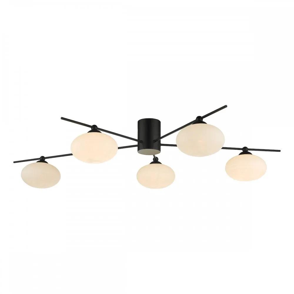 dar lighting Där Lighting Group, JAS5422 Jasper 5 Light Semi Flush Ceiling Light Matt Black Opal Glass - dar lighting Där Lighting Group, JAS5422 Jasper 5 Light Semi Flush Ceiling Light Matt Black Opal Glass