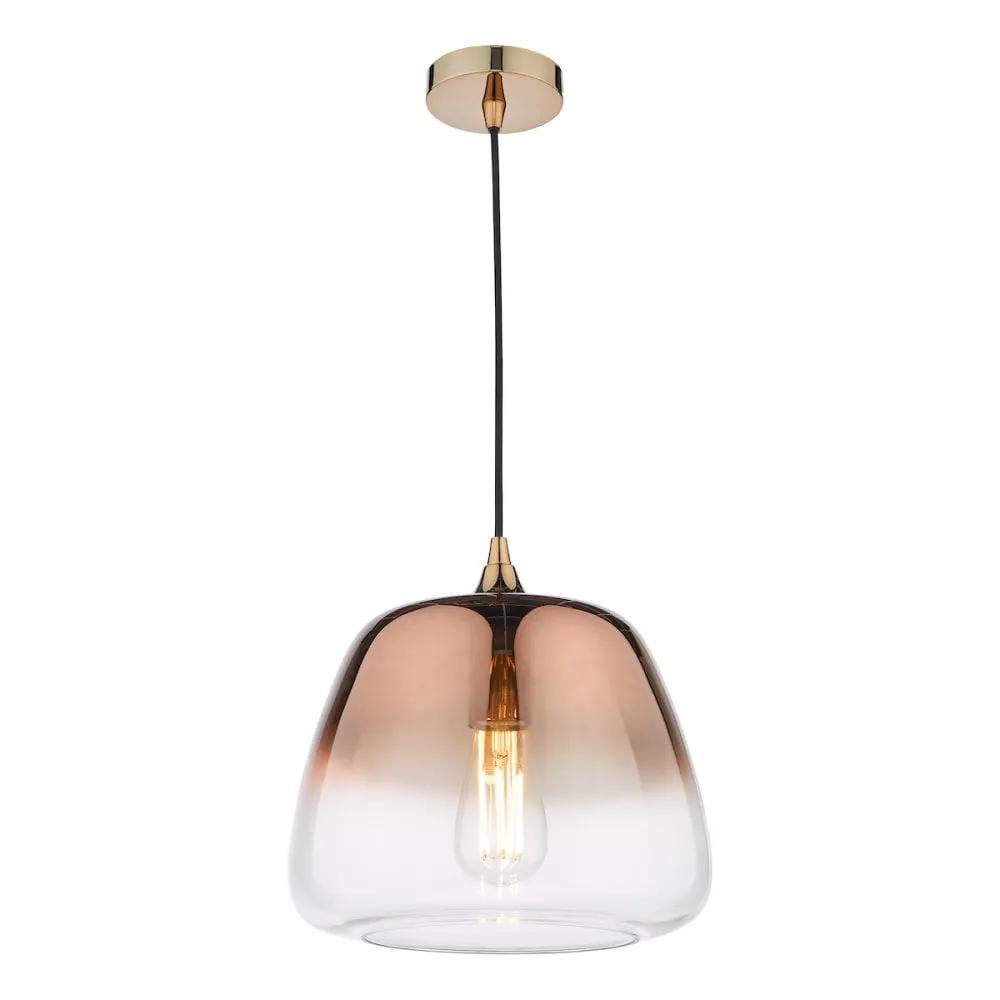 dar lighting Där Lighting Group, KLA0164 Klaxon 1 Light Pendant Ombre Copper Glass - dar lighting Där Lighting Group, KLA0164 Klaxon 1 Light Pendant Ombre Copper Glass