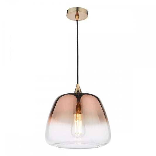 dar lighting Där Lighting Group, KLA0164 Klaxon 1 Light Pendant Ombre Copper Glass - dar lighting Där Lighting Group, KLA0164 Klaxon 1 Light Pendant Ombre Copper Glass