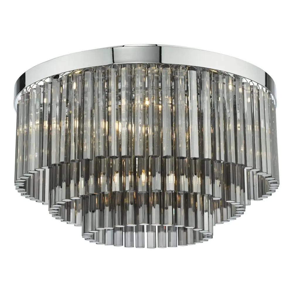 dar lighting Där Lighting Group, LOG5410 Logan 5 Light Flush Polished Chrome Smoked Glass - dar lighting Där Lighting Group, LOG5410 Logan 5 Light Flush Polished Chrome Smoked Glass