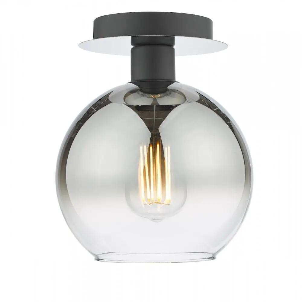 dar lighting Där Lighting Group, LYC0122 Lycia 1 Light Semi Flush Matt Black Ombre Smoked Glass - dar lighting Där Lighting Group, LYC0122 Lycia 1 Light Semi Flush Matt Black Ombre Smoked Glass
