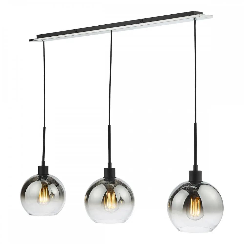 dar lighting Där Lighting Group, LYC0322 Lycia 3 Light Bar Pendant Matt Black Ombre Smoked Glass - dar lighting Där Lighting Group, LYC0322 Lycia 3 Light Bar Pendant Matt Black Ombre Smoked Glass