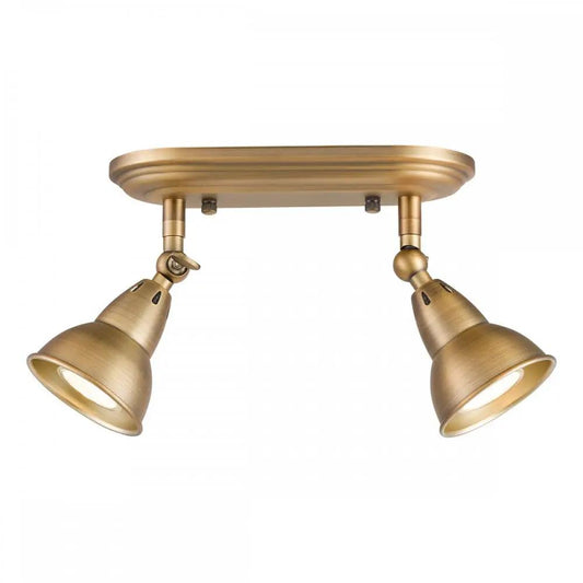 dar lighting Där Lighting Group, NAT7542 Nathaniel 2 Light Plate Spotlight Aged Brass - dar lighting Där Lighting Group, NAT7542 Nathaniel 2 Light Plate Spotlight Aged Brass