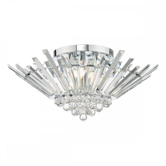 dar lighting Där Lighting Group, NIM5050 Nimbus 5 Light Flush Polished Chrome Crystal - dar lighting Där Lighting Group, NIM5050 Nimbus 5 Light Flush Polished Chrome Crystal