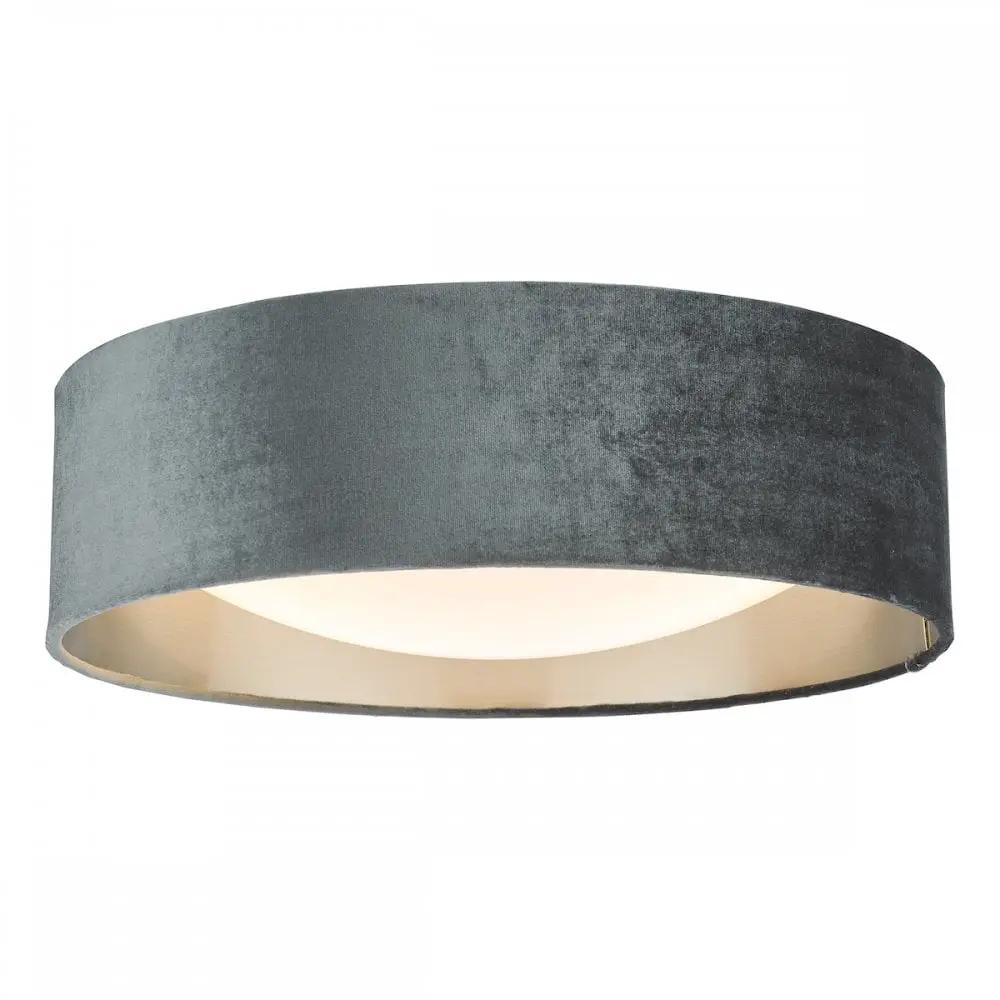 dar lighting Där Lighting Group, NYS5061 Nysa 2 Light Flush Velvet Dark Grey Shade 40Cm - dar lighting Där Lighting Group, NYS5061 Nysa 2 Light Flush Velvet Dark Grey Shade 40Cm