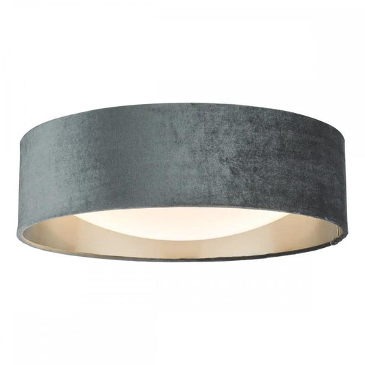 dar lighting Där Lighting Group, NYS5061 Nysa 2 Light Flush Velvet Dark Grey Shade 40Cm - dar lighting Där Lighting Group, NYS5061 Nysa 2 Light Flush Velvet Dark Grey Shade 40Cm