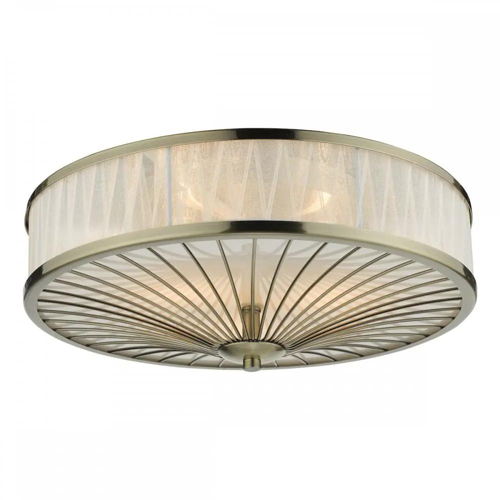dar lighting Där Lighting Group, OSL5075 Oslo 3 Light Flush Ceiling Light Antique Brass - dar lighting Där Lighting Group, OSL5075 Oslo 3 Light Flush Ceiling Light Antique Brass