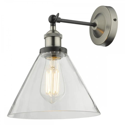 dar lighting Där Lighting Group, RAY0738 Ray Single Wall Light Antique Nickel Clear Glass - dar lighting Där Lighting Group, RAY0738 Ray Single Wall Light Antique Nickel Clear Glass