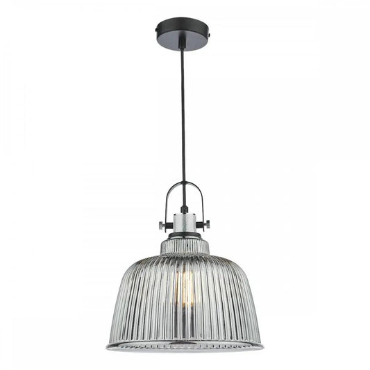 dar lighting Där Lighting Group, RHO8610 Rhode Single Large Pendant Polished Chrome Smoked Glass - dar lighting Där Lighting Group, RHO8610 Rhode Single Large Pendant Polished Chrome Smoked Glass