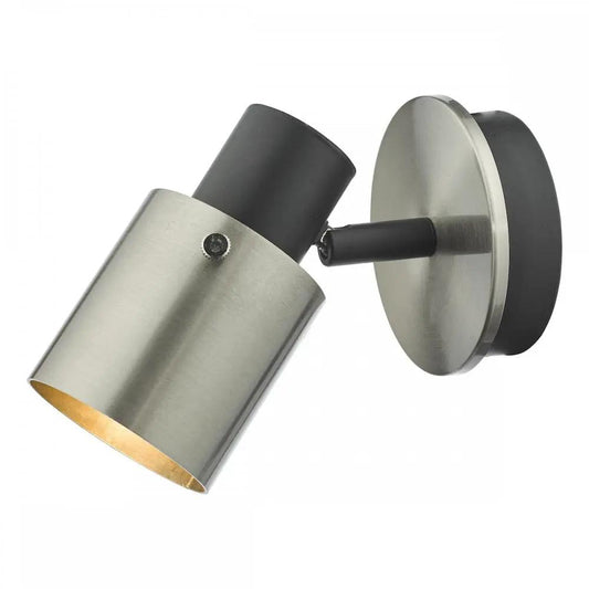 dar lighting Där Lighting Group, RYA0738 Ryan 1 Light Single Spotlight Brushed Nickel Matt Black - dar lighting Där Lighting Group, RYA0738 Ryan 1 Light Single Spotlight Brushed Nickel Matt Black