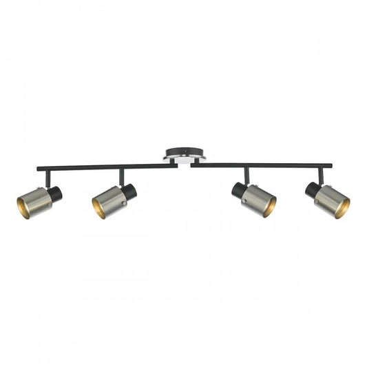 dar lighting Dar Lighting Group, RYA8438 Ryan 4 Light Bar Spotlight Brushed Nickel Matt Black (S) - dar lighting Dar Lighting Group, RYA8438 Ryan 4 Light Bar Spotlight Brushed Nickel Matt Black (S)
