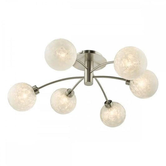 dar lighting Där Lighting Group, AVA6446 Avari 6 Light Semi Flush Satin Nickel Frosted Glass - dar lighting Där Lighting Group, AVA6446 Avari 6 Light Semi Flush Satin Nickel Frosted Glass