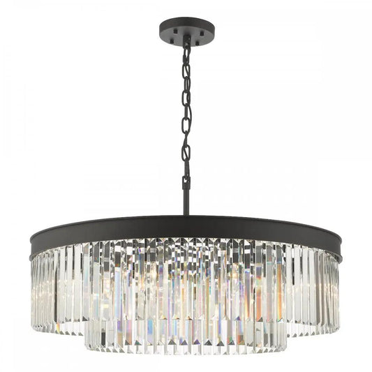 dar lighting Där Lighting Group, CEL0822 Celeus 8 Light Chandelier Anthracite & Crystal - dar lighting Där Lighting Group, CEL0822 Celeus 8 Light Chandelier Anthracite & Crystal