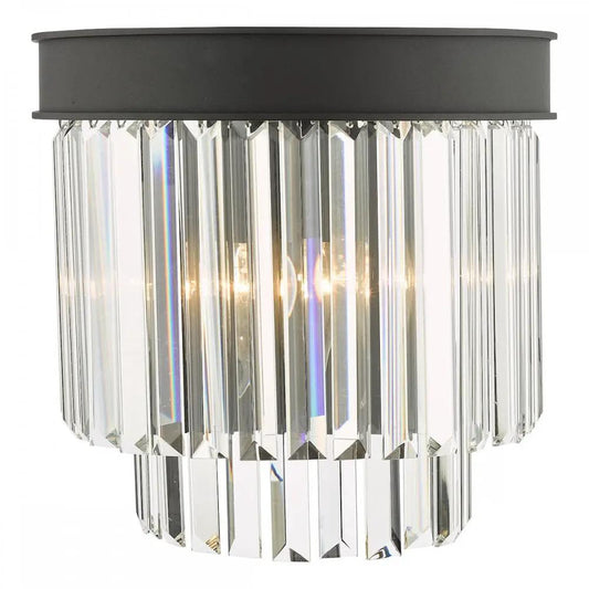 dar lighting Där Lighting Group, CEL0922 Celeus 2 Light Wall Light Anthracite & Crystal - dar lighting Där Lighting Group, CEL0922 Celeus 2 Light Wall Light Anthracite & Crystal