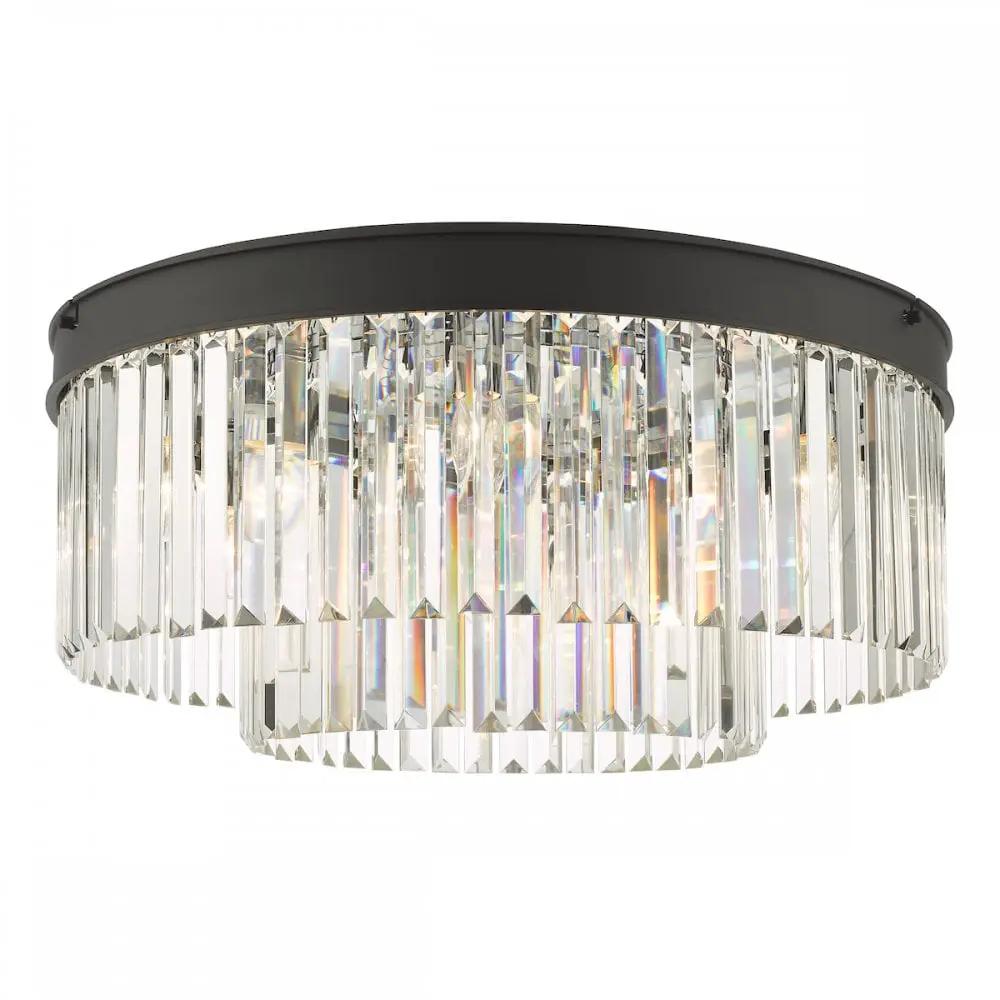 dar lighting Där Lighting Group, CEL4822 Celeus 6 Light Flush Matt Anthracite & Crystal - dar lighting Där Lighting Group, CEL4822 Celeus 6 Light Flush Matt Anthracite & Crystal